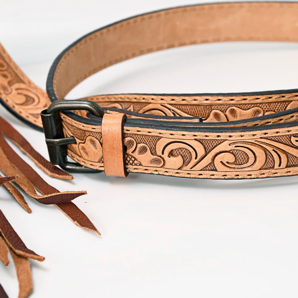 ADBG1163 American Darling Tooled Clear Bag with Fringe -Floral Crossbody Bag