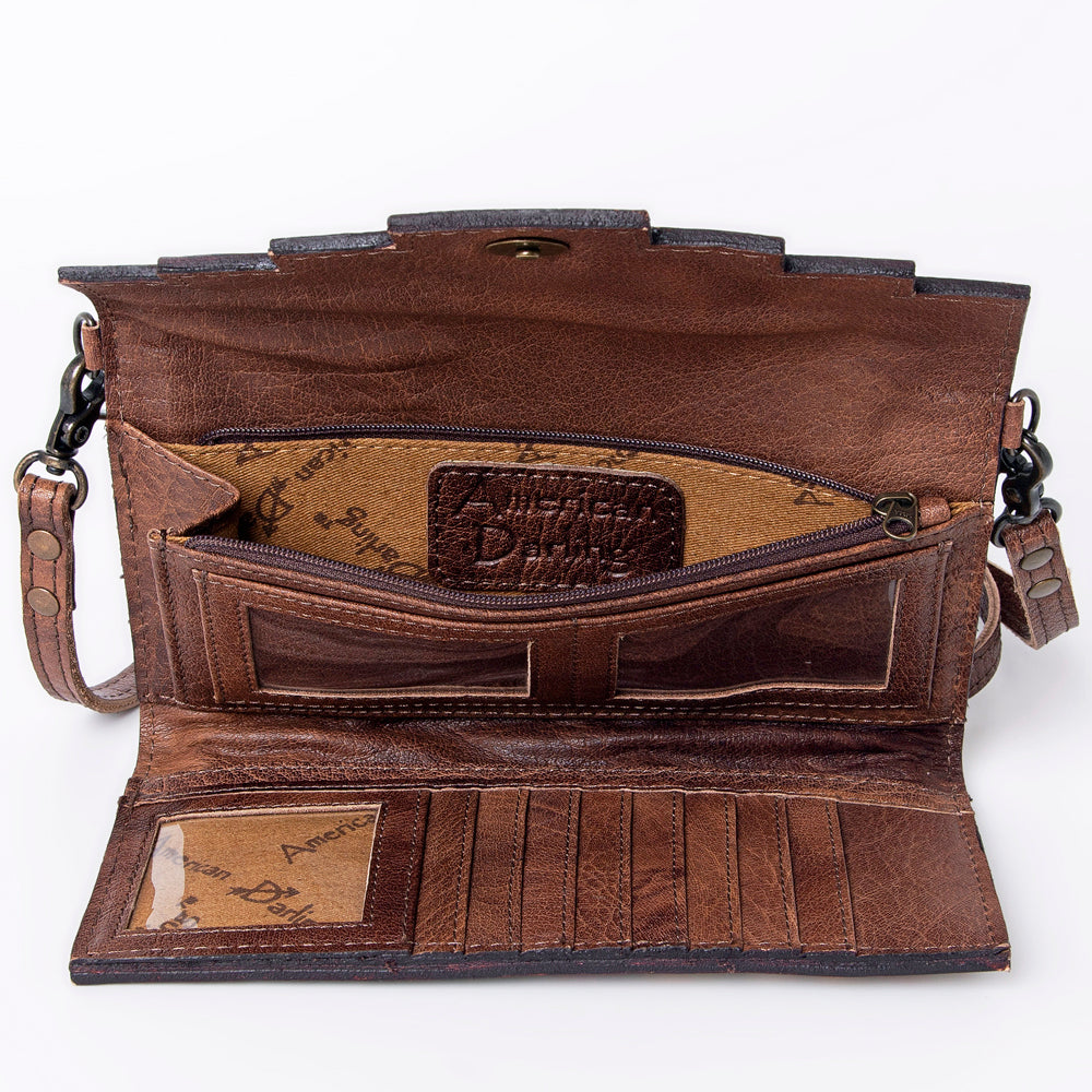 ADBG941 American Darling Handcrafted Wallet with Hand Tooled Floral Leather & Woven Saddle Blanket