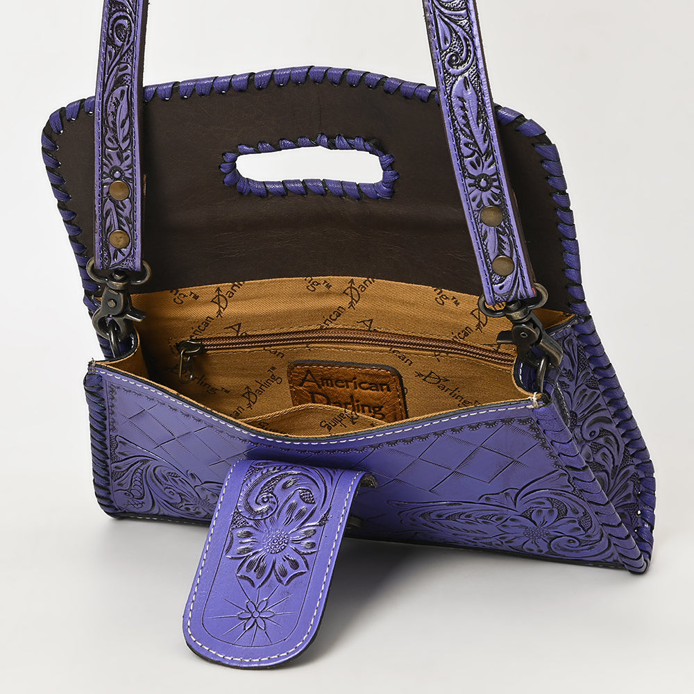 ADBG1134 American Darling Hand Tooled Floral Leather Wallet Bag Clutch & Crossbody Handbag