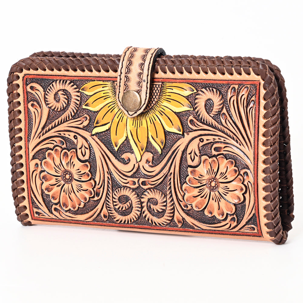 ADBGA398 American Darling Braided Hand Tooled Genuine Leather Clutch Bag