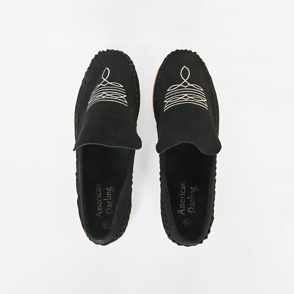 ADFT186 Western Embroidered Genuine Leather Moccasins American Darling