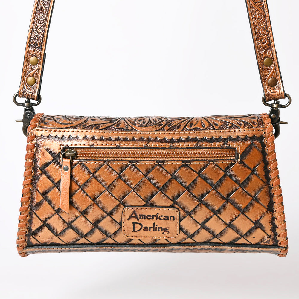 ADBG1134 American Darling Hand Tooled Floral Leather Wallet Bag Clutch & Crossbody Handbag