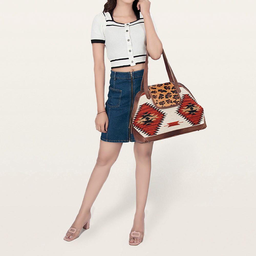 ADBG881B American Darling Western Tote Bag with Hair-On Cowhide and Hand Woven Saddle Blanket
