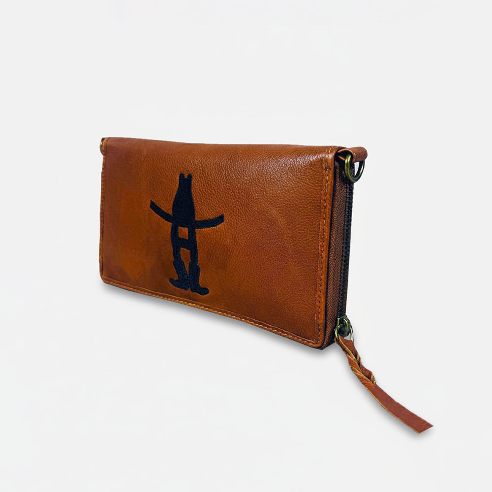 Frontier Rodeo Genuine Leather  Black Embroidered organizer  Bag