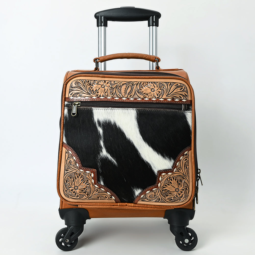 ADBG1612 American Darling Western Leather Travel Case with Hair-On Cowhide & Hand-Tooled Details