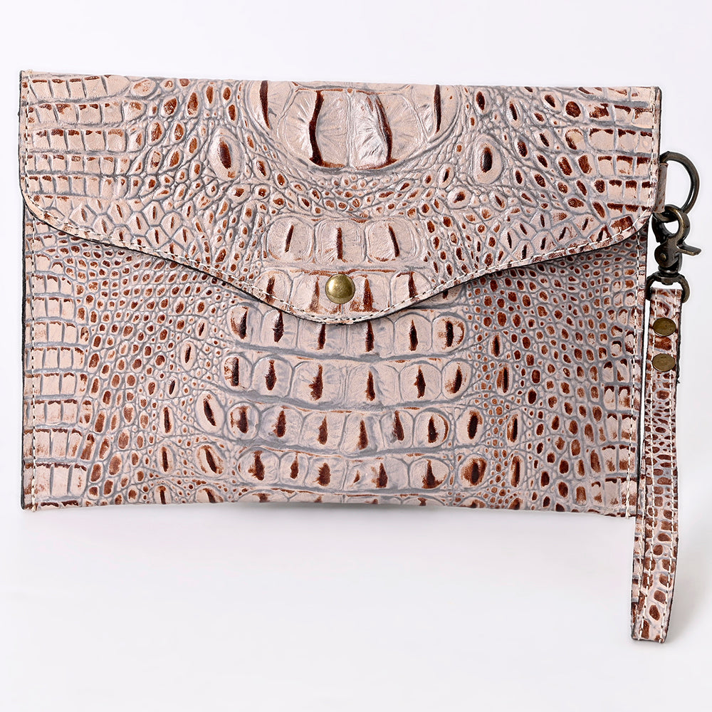 ADBG967 American Darling Crocodile Embossed Western Leather Wristlet