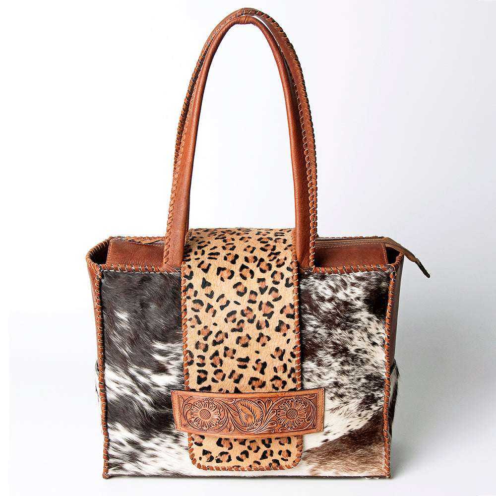 LC-ADBGZ463 Leopard Print & Cowhide Western Tote Bag - American Darling