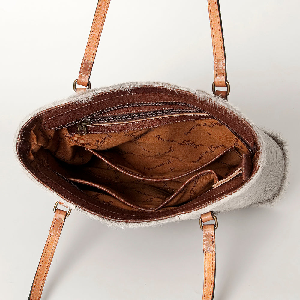 ADBG895 American Darling Hair on Hide Cowhide Tote & Hand Tooled Leather Bag