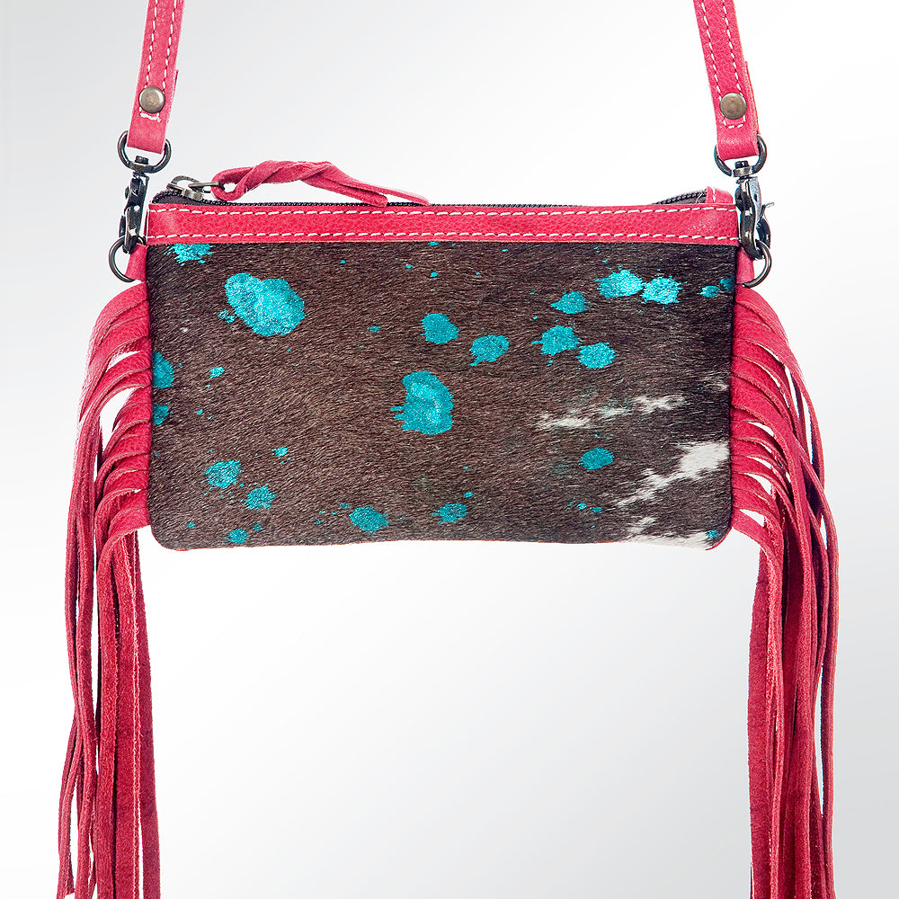 LC-ADBGS142 Hair-On Cowhide Crossbody - Western Fringe Leather Purse