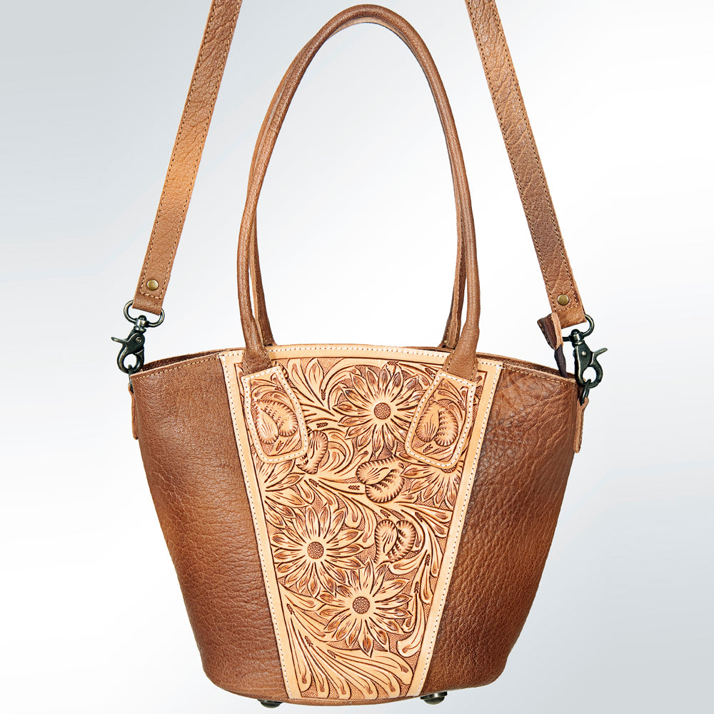 ADBG621B American Darling Hand Tooled Floral Western Leather Tote Bag