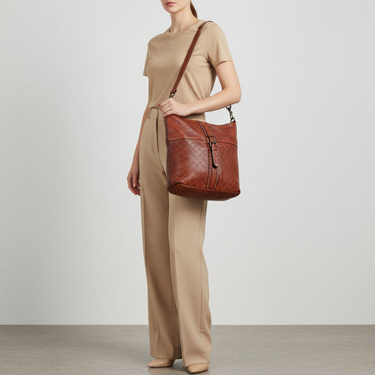 SWC175 Studded Leather Shoulder Bag