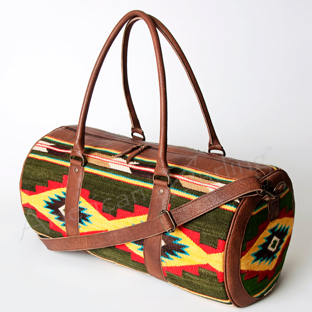 ADBG717 American Darling Western Duffel Bag Hand Woven Saddle Blanket Leather Travel Bag