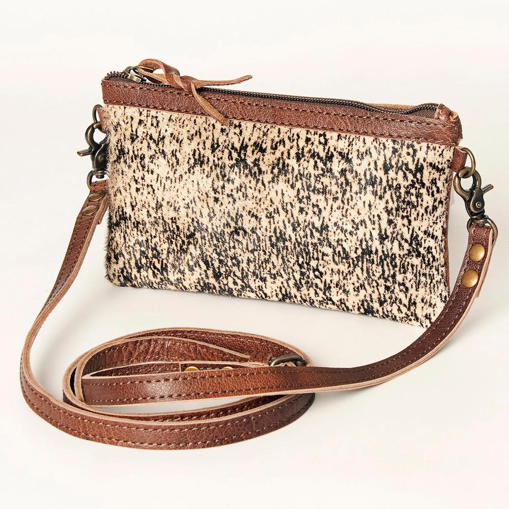LC-ADBGS142Q Speckled Brindle Hair-On Mini Crossbody - Western Leather Purse with Adjustable Strap