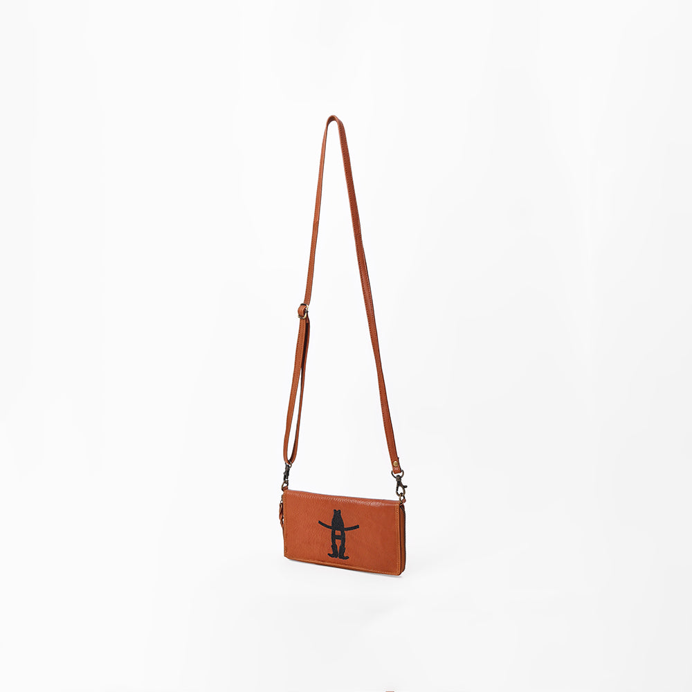 Frontier Rodeo Genuine Leather  Black Embroidered organizer  Bag