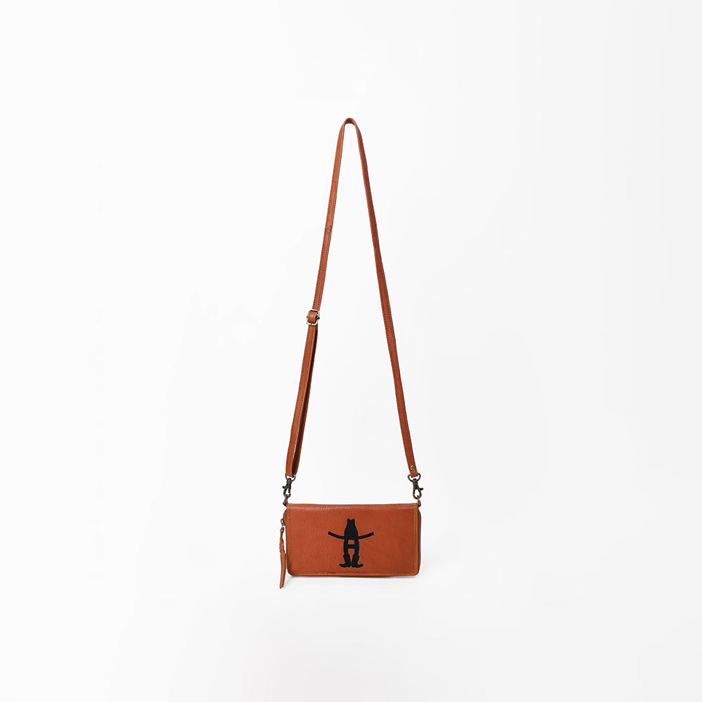 Frontier Rodeo Genuine Leather  Black Embroidered organizer  Bag