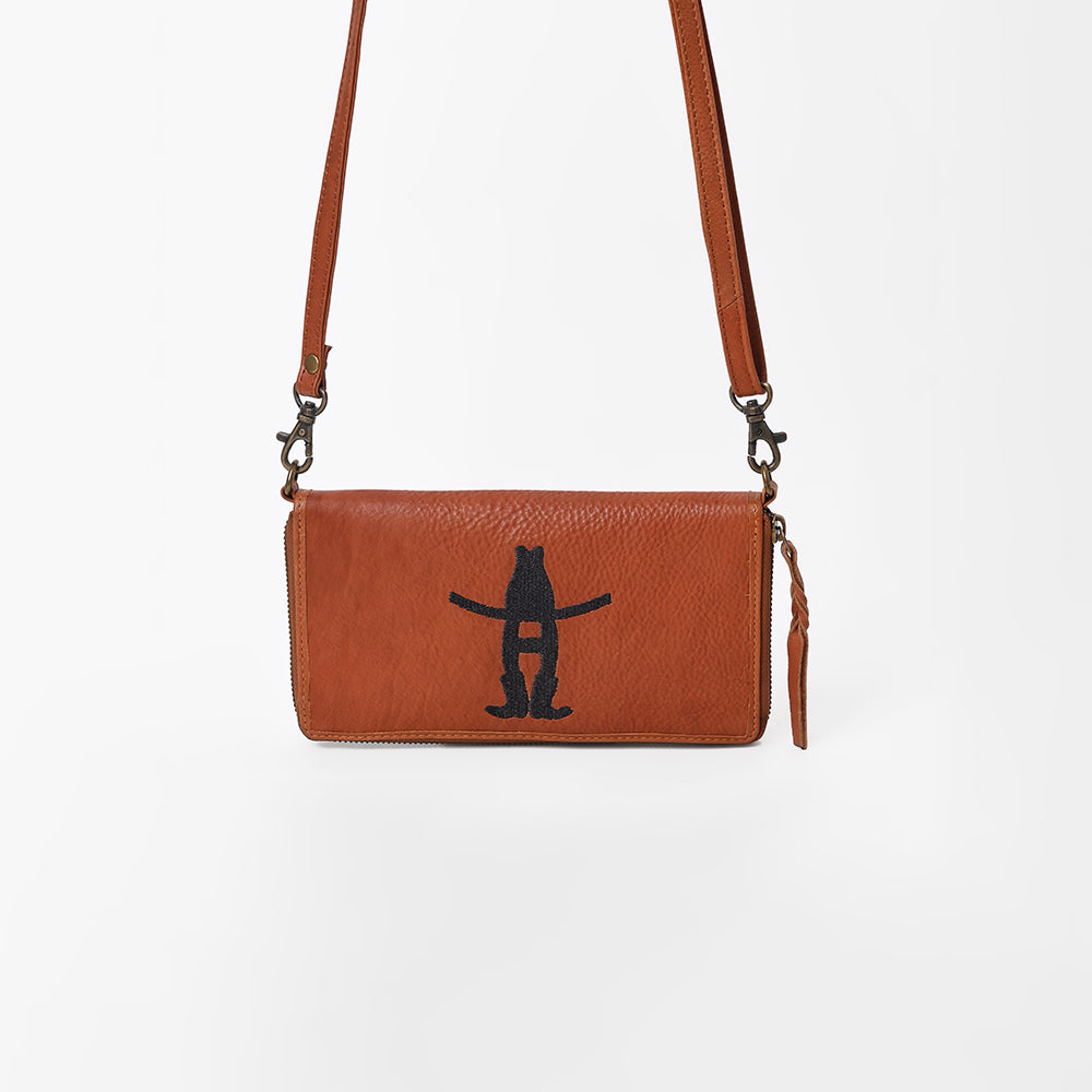 Frontier Rodeo Genuine Leather  Black Embroidered organizer  Bag