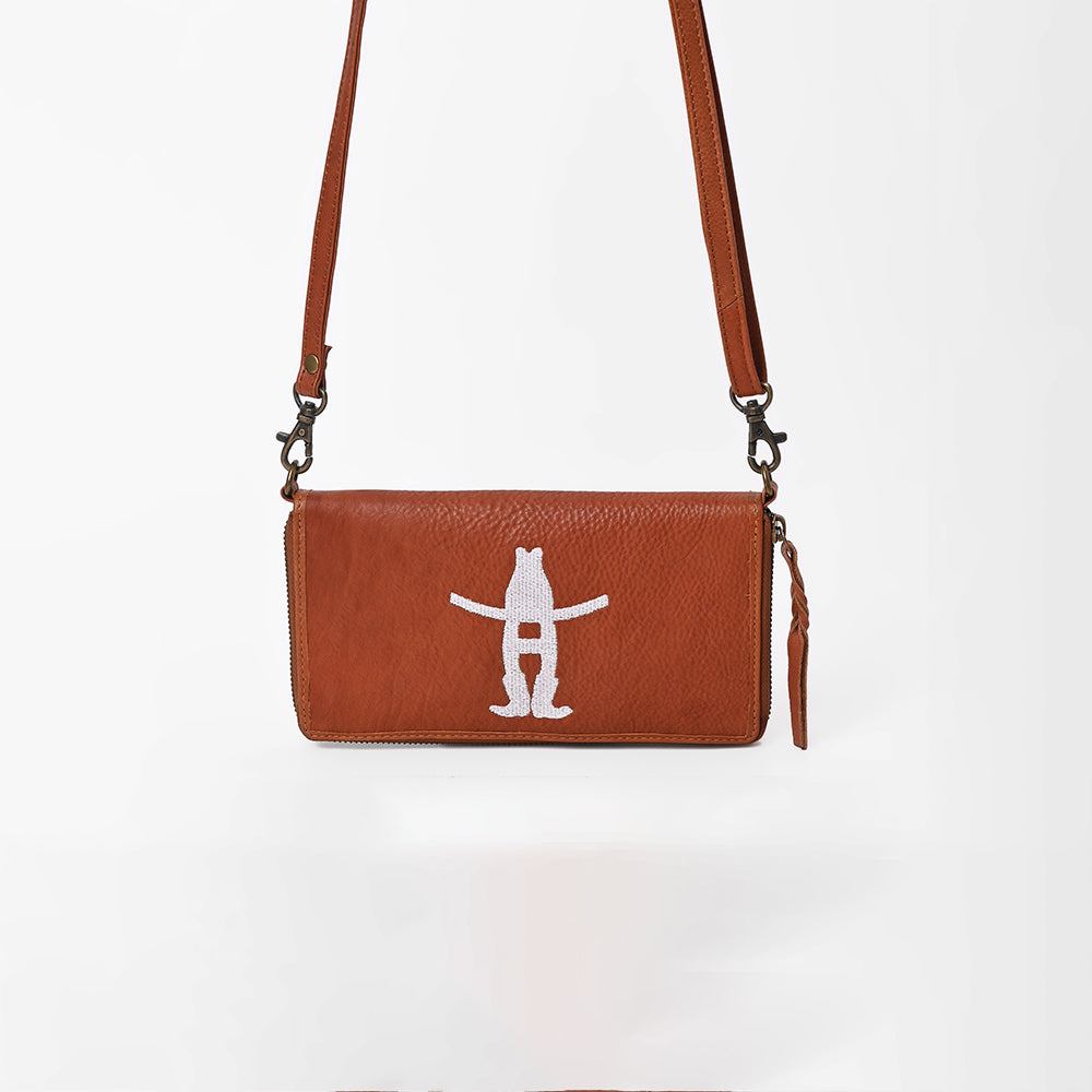 Frontier Rodeo Genuine Leather White Embroidered organizer Bag