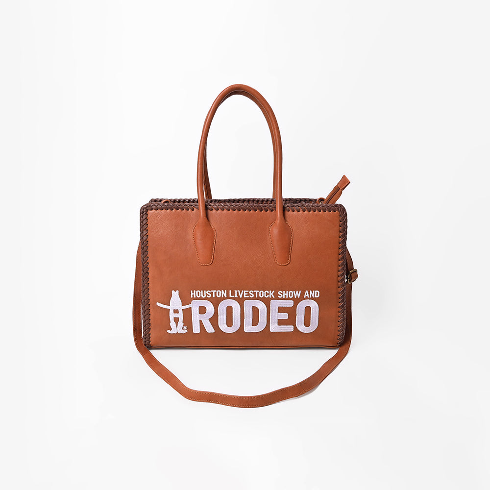 Heritage Rodeo Genuine Leather White Embroidered Tote Bag