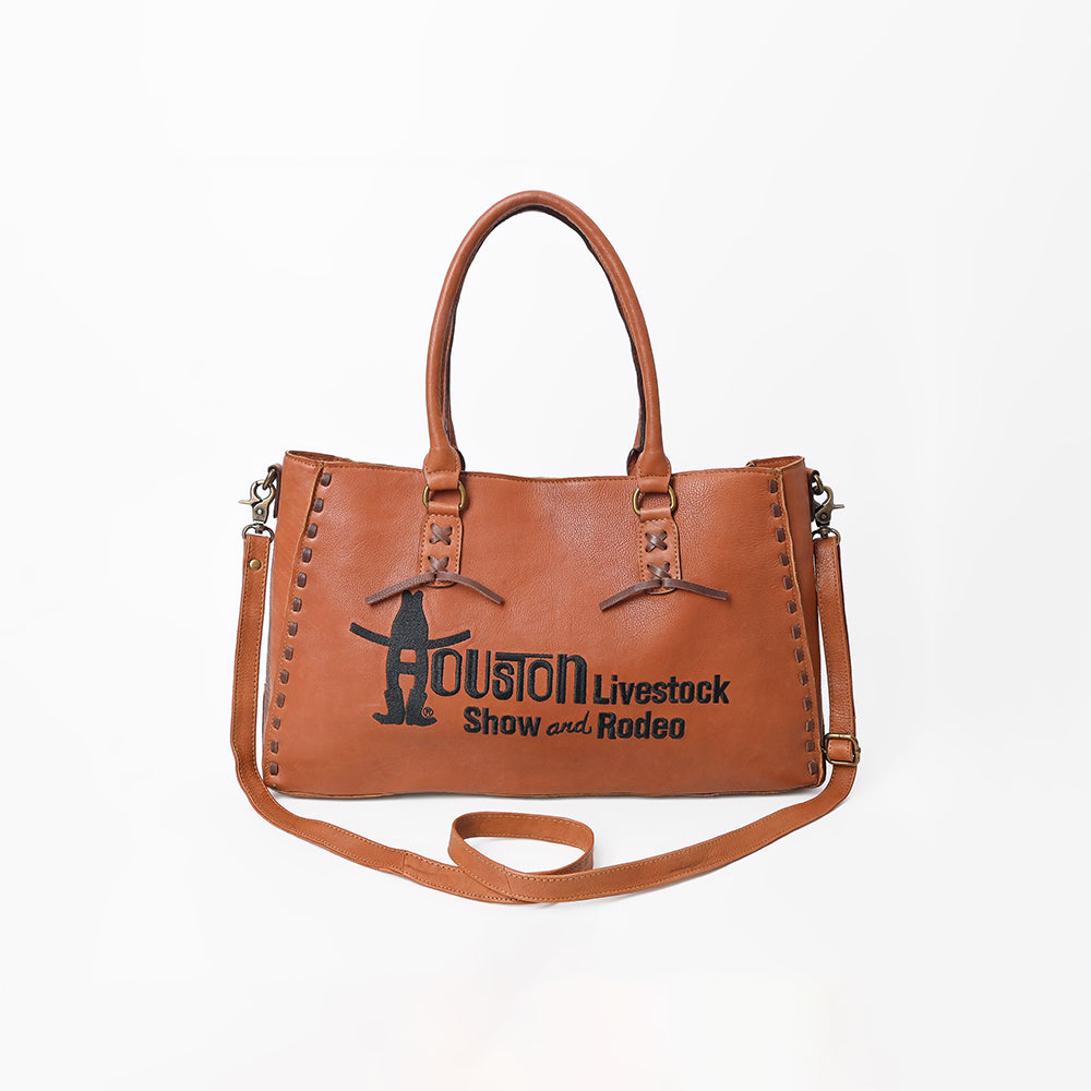 Magnolia Rodeo Genuine Leather Black Embroidered Tote Bag
